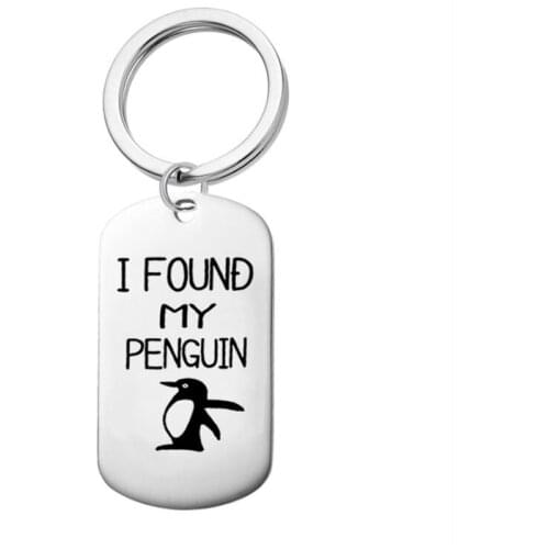 New Creative Stainless Steel Animal Penguin Keychains Fashion Letter Square Keyrings Holder Souvenir Gifts jewelry