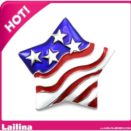 Patriotic Star Brooch American USA Flag Pin Independence Day 4th of July Memorial Veterans' Day Charm