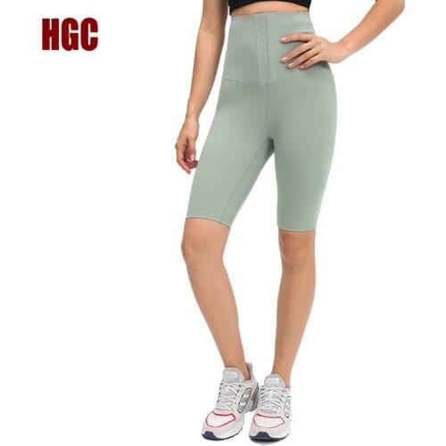 Gym Shorts For Women High Waist Running Yoga bottoms Invisible Buttoned Workout Joggers Squat Proof Fitness Tights Leggings HGC