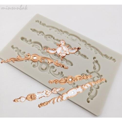 Minsunbak 3D Wedding Cake Fondant Decoration Tools European Classic Embossed Silicone Mold Chocolate Gumpaste Mold