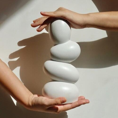 Nordic Abstract Art Egg Vase Flower Arrangement Creative Pebble Vases Decoration Ornament Living Room Artware Home Decoration