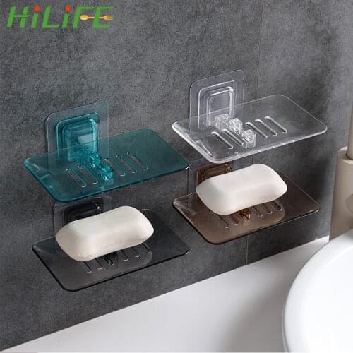 HILIFE Suction Cup Wall Dishes Soap Dish Case Soap Box Dish Storage Plate Drain Soap Box Storage Rack Plastic Holder