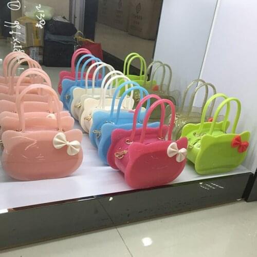New Kid Girls Bow-Knot PVC Candy Colors Jelly Purse handbag Children Shoulder Bag Silicon Tote Beach messenger Bag