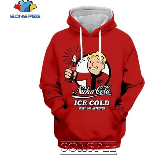 SONSPEE 3D Print Fallout Hoodie Men Women Casual Cartoon Coat Streetwear Hip Hop Anime Pullover Tops Funny Game Sweatshirt