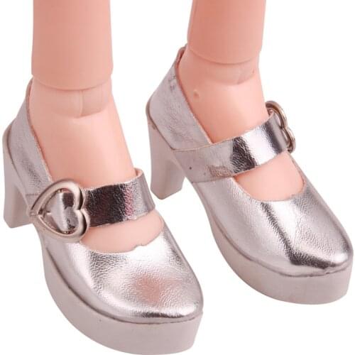 BJD 60 cm Dolls shoes Fashionable shiny silver heels 1/3 Girl 75 cm doll 7.5 cm dress shoes toys accessories b7-24