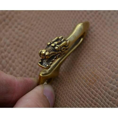 Brass U Hook Key Loop Clip, Dragon Head Car Keychain Clasp, Fish-Hook