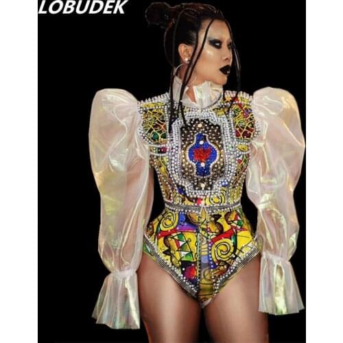 Bar Nightclub Female Singer Dancer Stage Wear Vintage Printing Pearl Jacket Shorts Set Women Birthday Party Modern Jazz Costume