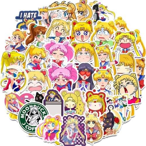 10/30/50 PCS Sailor Moon Cute Graffiti Anime Graffiti Waterproof Decoration Sticker For Suitcase Notebook Computer Phone Guitar