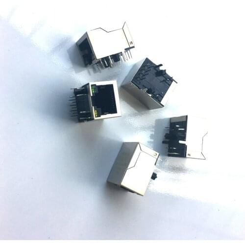 1000pcs RJ45 Ethernet jack with transformer & LEDs Female PCB Modular Connectors Ethernet Connector with Transformer and LEDs