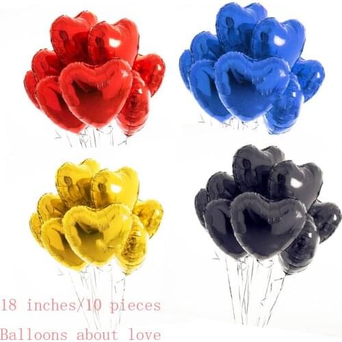 18 Inch 10 Pieces Golden Pink Balloon Love Aluminum Film Balloon Wedding Birthday Party Valentines Day Decoration Balloon