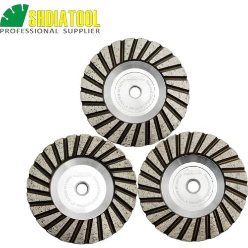 SHDIATOOL 3pcs Dia 100mm M14 Thread Aluminum Based Grinding Cup Wheel 4inch Diamond Grinding Disc Lower Noise