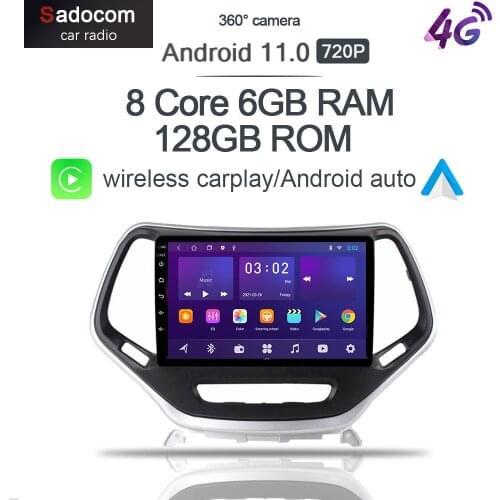 360 Panoramic Camera Carplay CanBus 6GB+128GB Android 10.0 Car DVD Player GPS WIFI Bluetooth Radio For Jeep Cherokee 2014 - 2017