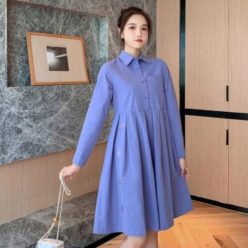 3910# Maternity Clothes Spring Autumn Long Sleeve Slimming Easy Matching Loose Dress for Pregnant Women Mom Dress