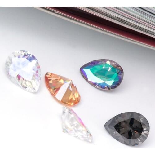 6x8mm Drop Rhinestones Cubic Zirconia Stone Strass Shiny Nails Decoration Zircon Stone Pointback Zircon Glue On Rhinestones
