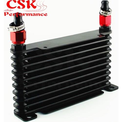 AN10 32mm Aluminum 10 Row Engine/Transmission Racing Oil Cooler+Fittings Black