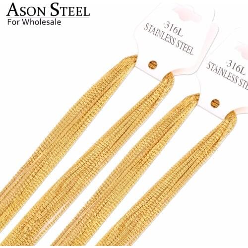 ASONSTEEL Gold Chains Necklaces Women Men 10Pcs/lots Stainless Steel Flat Chains Necklace For Pendants No Fade Jewelry collier