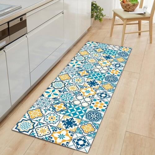 Bohemia Kitchen Mat Rugs Boho Non-slip Floor Mats Carpets Flannel Door Entrance Mat for Living Room Bedroom Bathroom