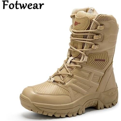 High Quality Men Desert Boots Outdoor Lace Up Mens Sneakers High Top Combat Boots For Male Long Boots Camel Work Botas Big Size