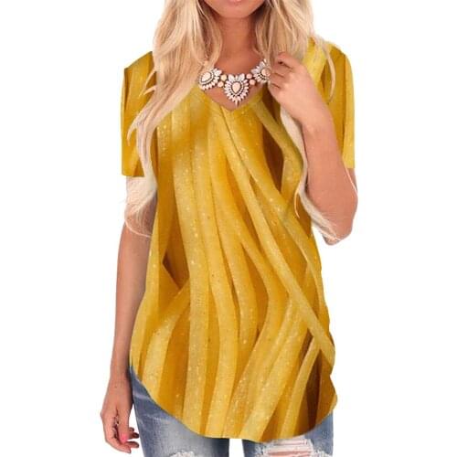 Giyu Brand Spaghetti T Shirt Women Line Shirt Print Yellow V-neck Tshirt Womens Clothing Hip hop Printed Style High Quality
