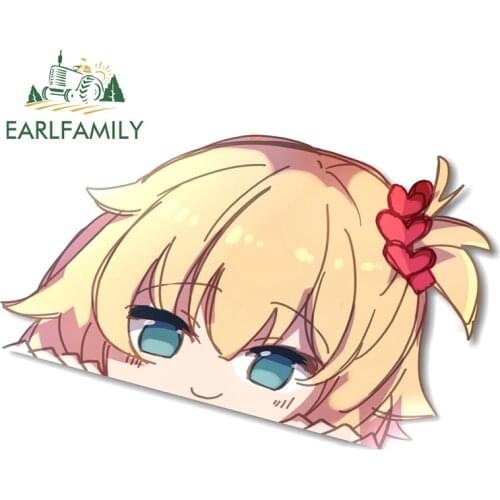 EARLFAMILY 13cm x 9.1cm Cartoon Anime Haachama Peeker Big Head Vinyl Funny Car Sticker JDM Rear Windshield Trunk Peek Decals