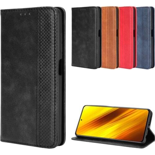 Mi 10T Pro Lite Retro Flip Cover For Coque POCO X3 NFC POCO M3 Magnetic Case Wallet Bag Case With Card Holder