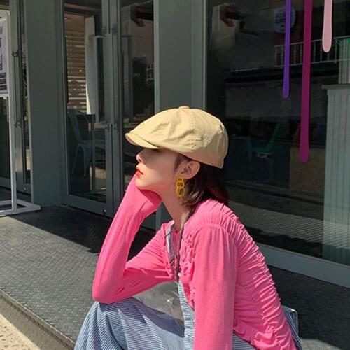 Womens Newsboy Cap High Elasticity Visor Beret Hats Soft Cotton Vintage Cabbie Hat Octagonal Cap for Summer Spring HSJ88