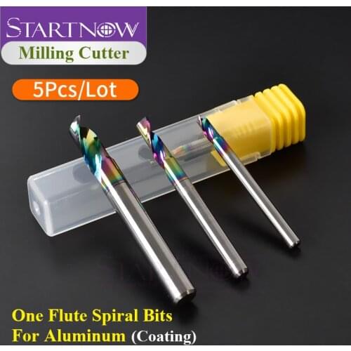 Startnow 6Pcs/Lot End Mill Bit One Flute Spiral Bits Coating Aluminium Tungsten Steel Milling Cutter Engraving CNC Router Bits