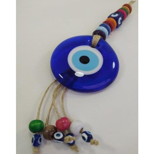 Colorful Beaded Evil Eye 7 cm Glass Bead Pendant Charm Turkish Handmade Amulet Wall Hanging Talisman Boho Home Decor