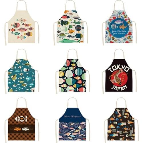 Cartoon fish pattern Kitchen apron kitchen apron women apron for kitchen Women kitchen apron Men kitchen apron House cleaning