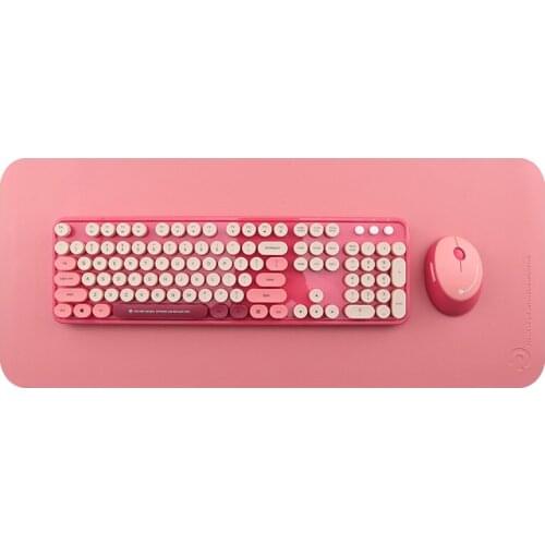 Cute pink wireless keyboard and mouse set small portable office desktop notebook girl