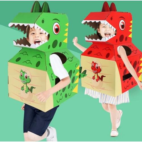 Cute Cartoon Child Dinosaur 3D Costume Funny DIY Cardboard Costume Party Favors Perfect Interactive Toys For Children