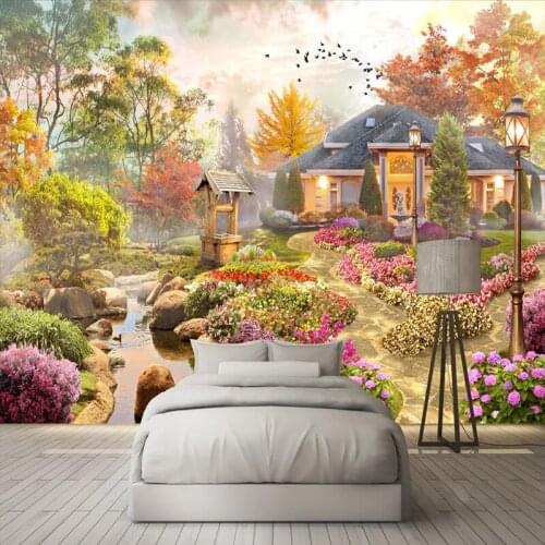 Garden Creek Villa Landscape Photo Wallpaper 3D Wall Cloth Decor Living Room Coffee Background Home Decor Murals Wall Coverings