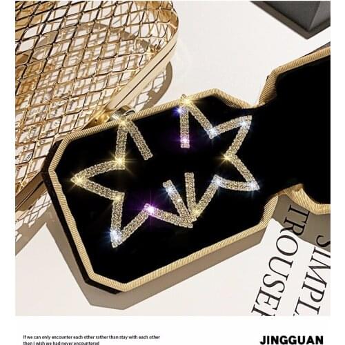 New Fashion Brand Jewelry Geometric five-pointed star earrings with crystal Stud Earrings for Women Earrings Accessories