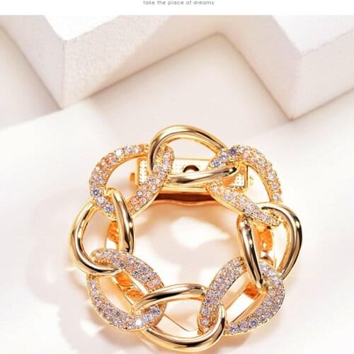New Fashion Luxury White Crystal Chian Brooches Gold Silver Color Rhinestone Alloy Brooch Lady Party Pins Birthday Gifts