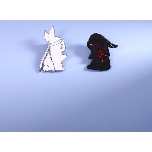 NEW Anime The Untamed MD Xiao Zhan Cute Q Version Rabbit Metal Badge Brooch Pins Button Costume Decor Souvenir Student Cosplay