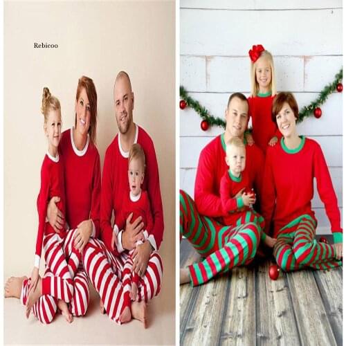Men and Women Chirstmas Clothes Stripes Pajamas Sets Christmas Family Clothes Clothes Stripes Pyjamas