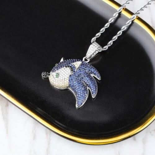 Trendy Colorful Pendants Necklaces With Tennis Chains Iced Out Cubic Zircon Stone Necklaces Collier for Girl Boy Jewelry Gifts