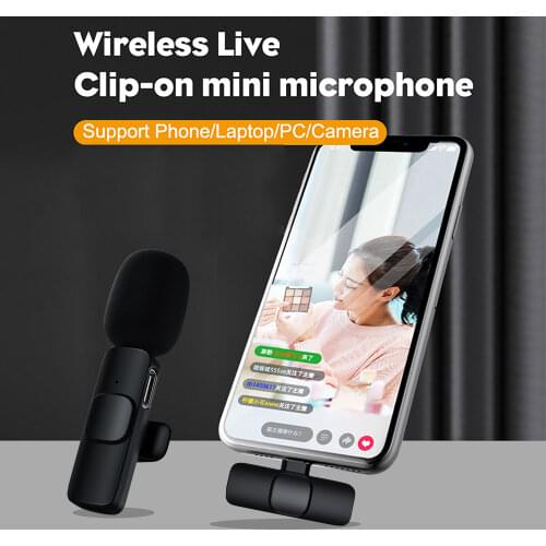 Rechargeable Live Broadcast Mic Type C Wireless Microphone System USB C Video Recording Mic for Type C Cellphone Mobile Phone