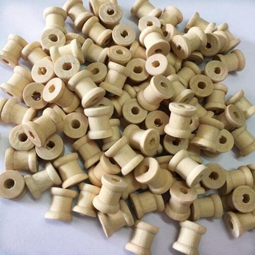 100 Pack Natural Color Wooden Empty Spools for Thread String Ribbons Wires