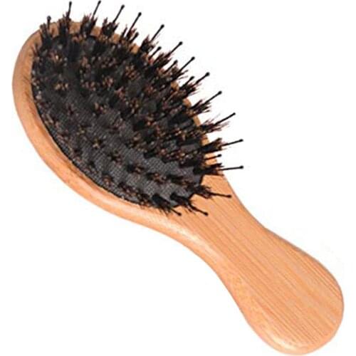 2Pcs Boar Bristle Hair Comb Brush Atural Bamboo Cushion Massage Anti Static Paddle Comb Tool Hair Massage Anti-Static Comb