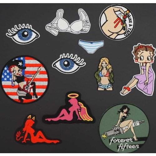 Sexy Girl Betty Evil Eye Patch Embroidery iron On Clothes Diy Sewing Accessories Patch
