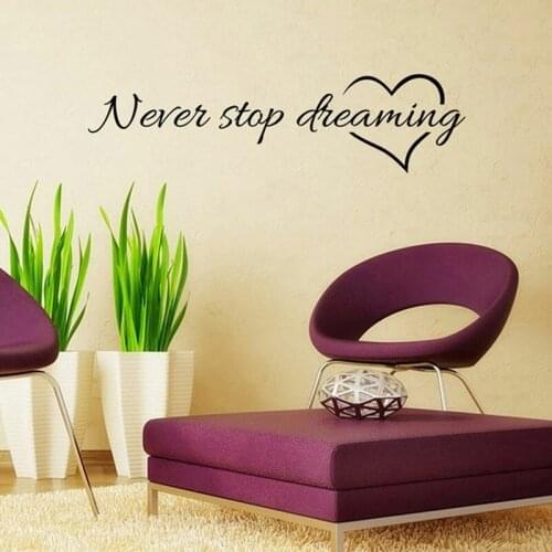 Never Stop Dreaming Quote Removable Wall Sticker Vinyl Art Decal Home Room Decor