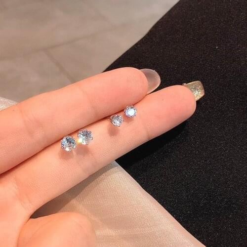Mini Zircon Stud Earrings For Women Girls Korean Style Delicate Simple Classic New Fashion Jewelry pendientes bijoux Wholesale