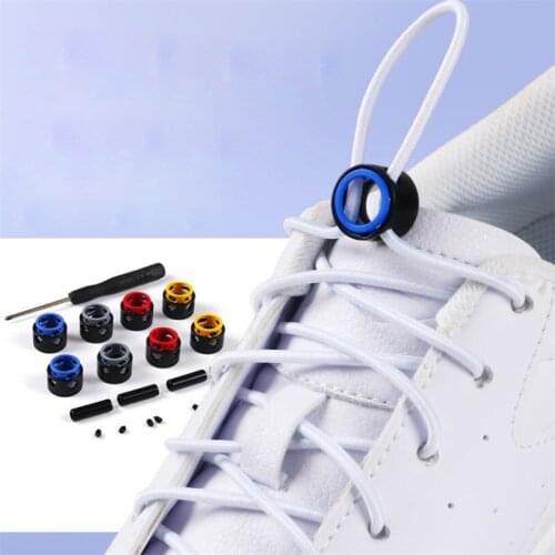 2 Pcs Round Convenient Tieless Lace No Need Tie Flat Shoelaces Flat Anchor Lazy Shoe Laces Buckle Fit 2.5mm Thick Shoelace