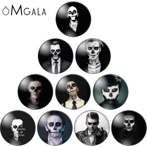 Steampunk Skull Skeleton Man Patterns 10pcs 12mm/18mm/20mm/25mm Round photo glass cabochon demo flat back Making findings
