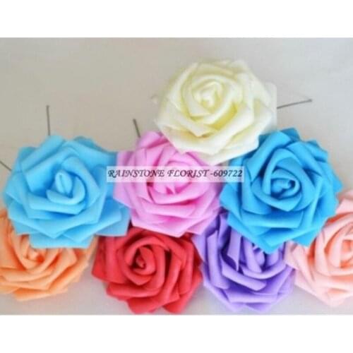 Party 17cm PE Foam Real Touch 150 pcs Artificial Rose Flower Branch for Bride Bouquet Wedding Home Decor 6 Color
