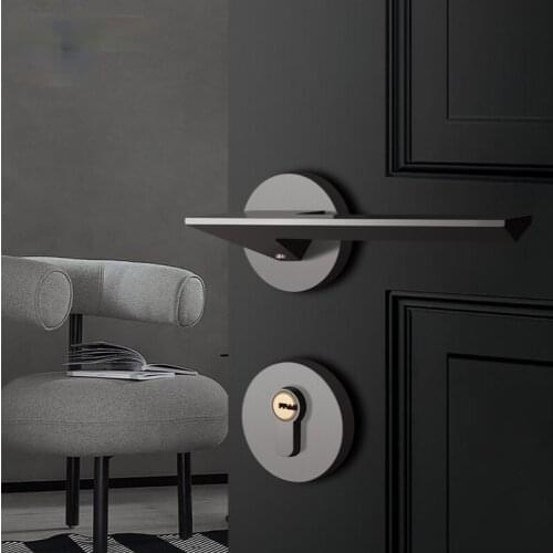 Door lock indoor bedroom silent room door lock black bathroom solid wood door handle household universal lock