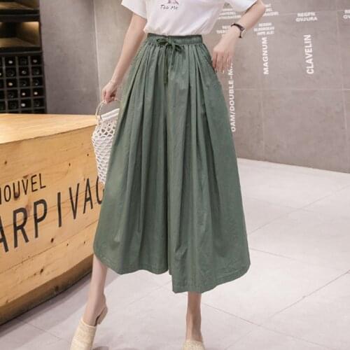 Limiguyue Spring Summer Women Fashion Loose Drawstring Wide Leg Pants Elastic Waist Bandage Casual Skirts Pants Female Pant K743