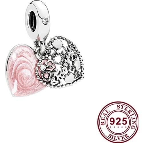 100% 925 Sterling Silver Charm New Texture Concentric Pendant Fit Pandora Women Bracelet & Necklace Diy Jewelry