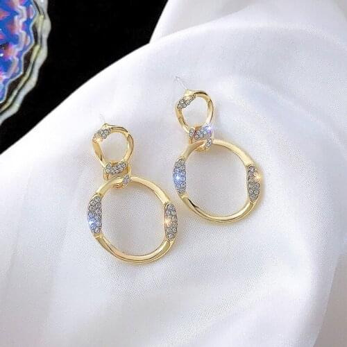 2021 Trend Zircon Zinc Alloy Metal Drop Earrings For Women Korean Fashion Ladys Charm Wedding Earrings Party Classic Jewelry